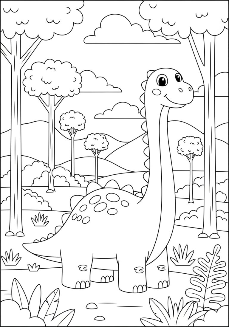 Bron the Dinosaur Coloring Page to Print Out and Color