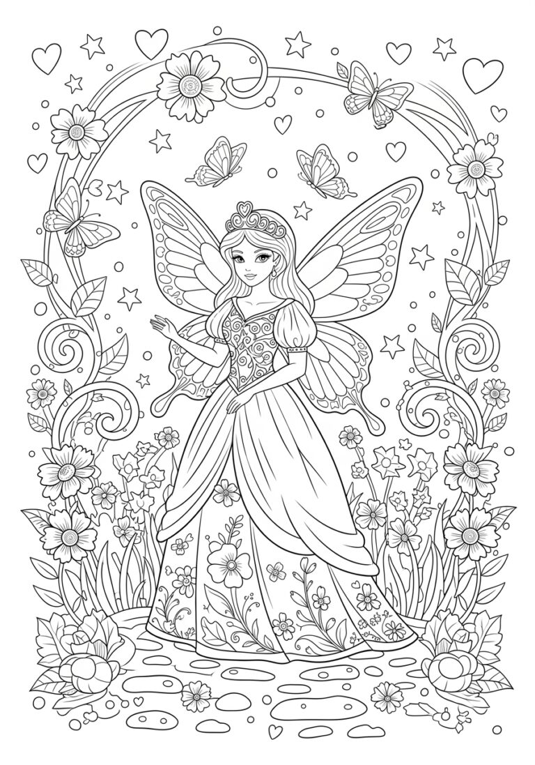 Butterfly Princess Coloring Page Butterfly Princess Coloring Page