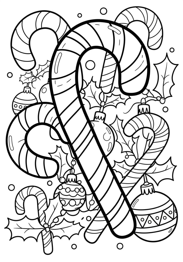 Candy Cane Christmas Coloring Page Candy Cane Christmas Coloring Page