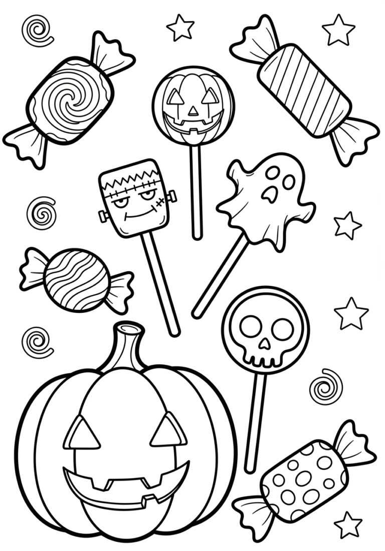 Candy Halloween Coloring Page Candy Halloween Coloring Page