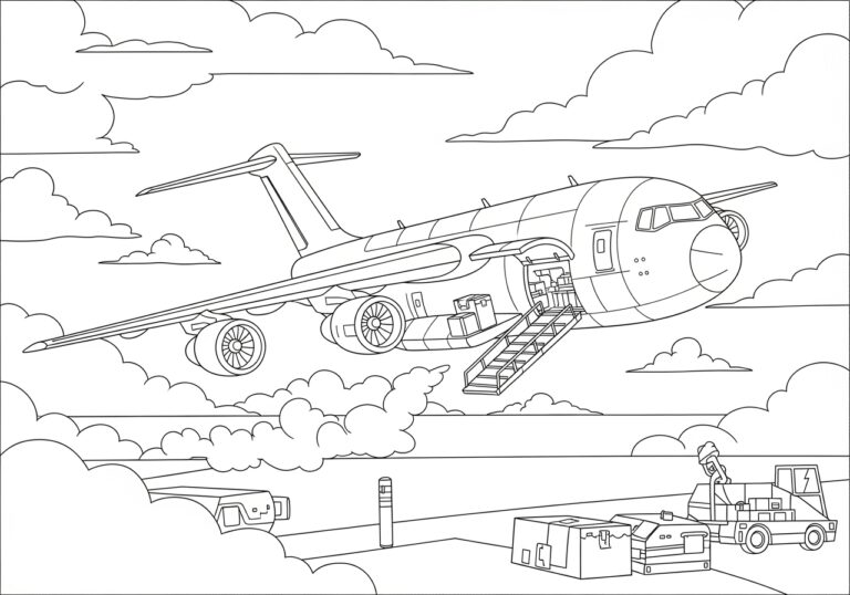 Cargo Plane Coloring Page to Print Out and Color