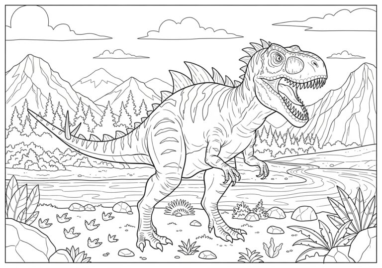 Carnivore Dinosaur Coloring Page to Print Out and Color