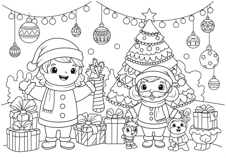 Cartoon Christmas Coloring Page Cartoon Christmas Coloring Page
