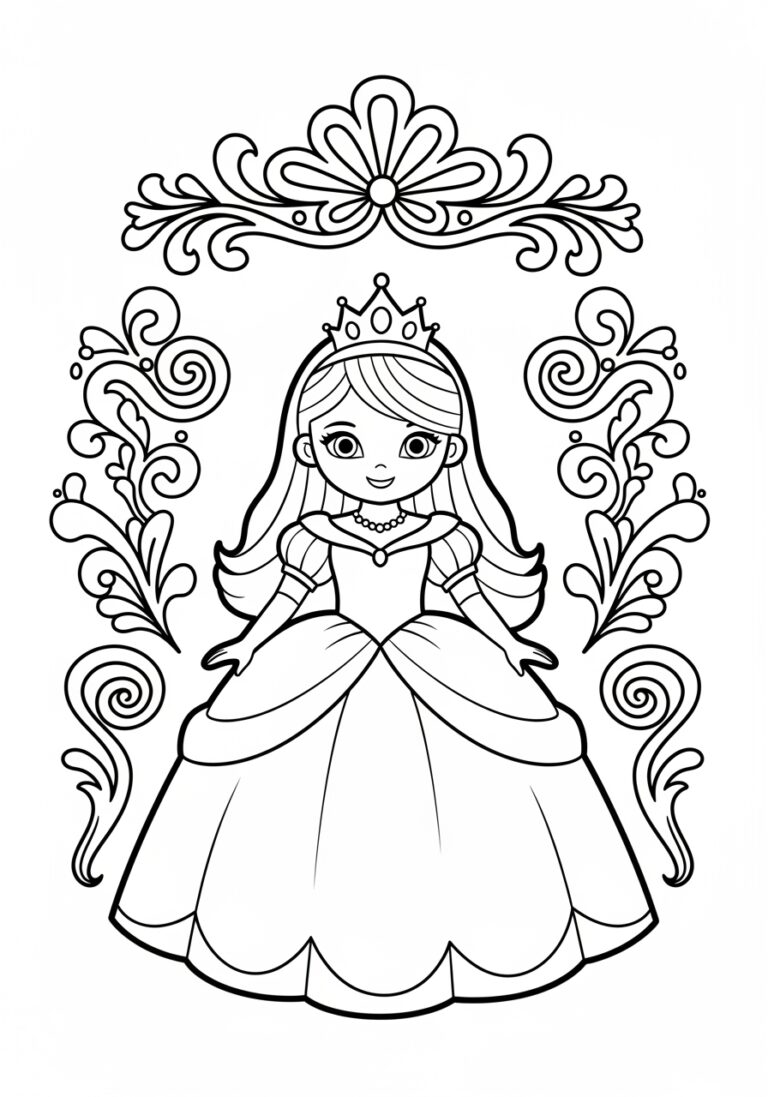 Cartoon Princess Coloring Page Cartoon Princess Coloring Page