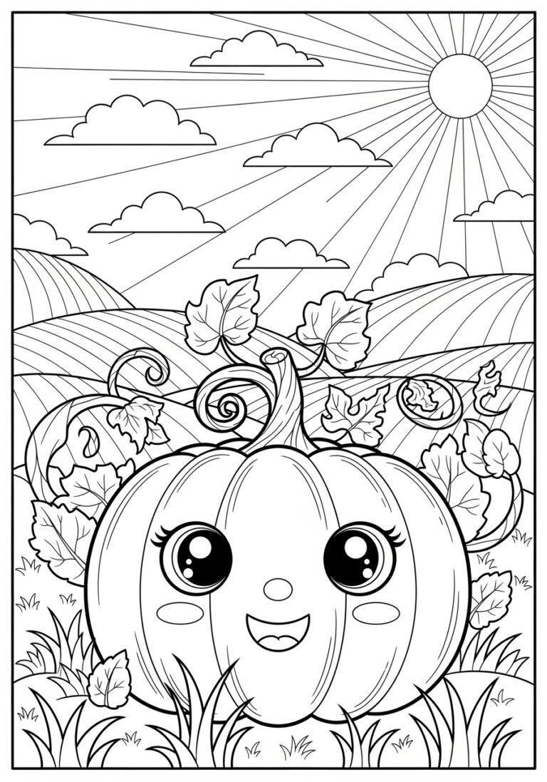 Cartoon Pumpkin Coloring Page to Print Out and Color