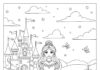 Castle and Princess Coloring Page