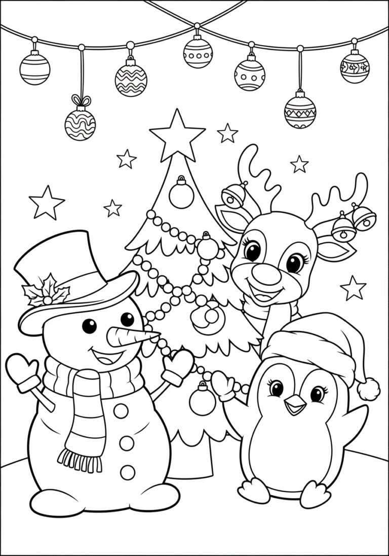 Character Christmas Coloring Page