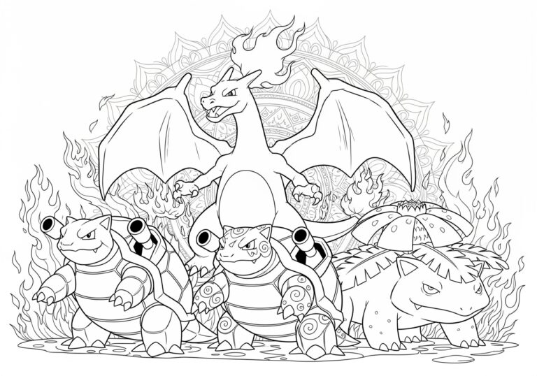 Charizard Blastoise Venusaur Coloring Page to Print Out and Color Charizard Blastoise Venusaur Coloring Page to Print Out and Color