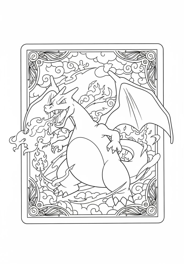Charizard Card Coloring Page to Print Out and Color Charizard Card Coloring Page to Print Out and Color