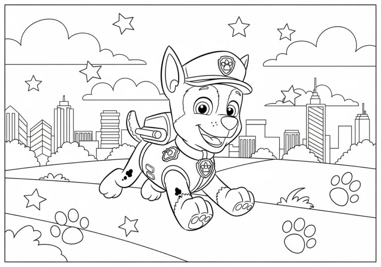 Chase from Paw Patrol Coloring Page Chase from Paw Patrol Coloring Page