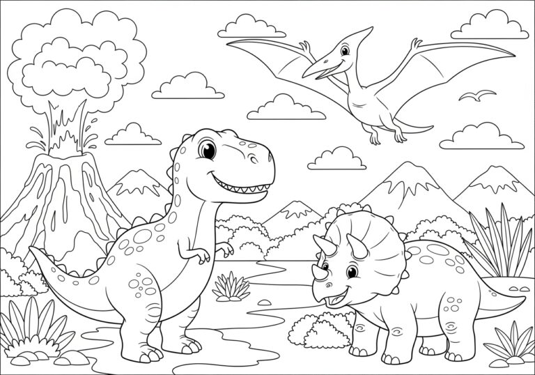 Children’s Dinosaur Colouring Picture