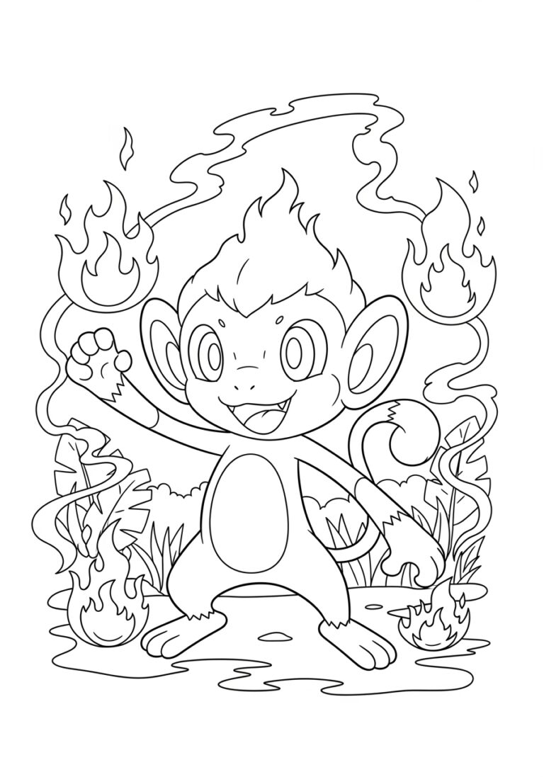 Chimchar Pokémon Coloring Page to Print Out and Color Chimchar Pokémon Coloring Page to Print Out and Color