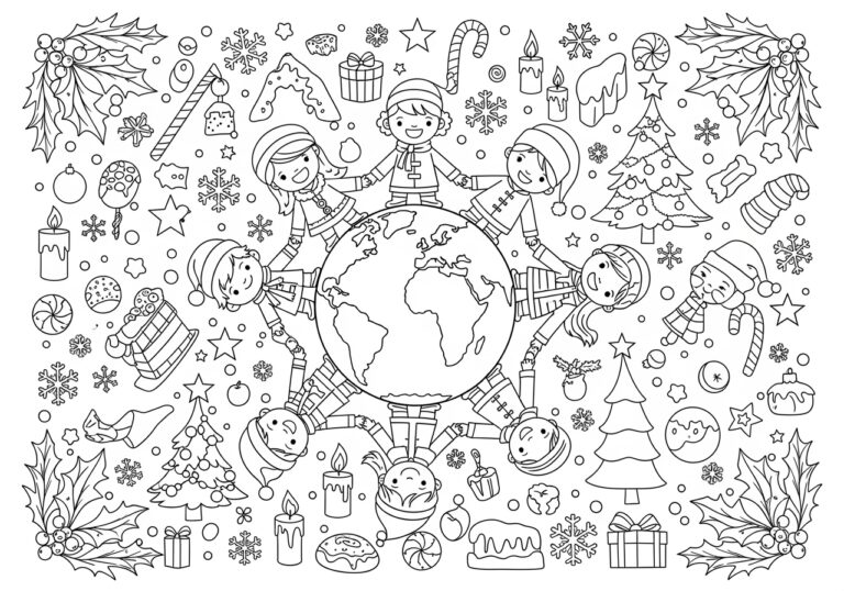 Christmas Around the World Coloring Page
