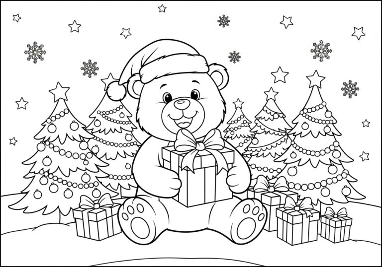 Christmas Bear Coloring Page Christmas Bear Coloring Page