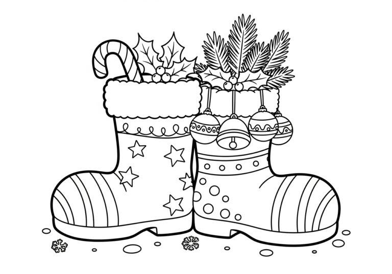 Christmas Boot Coloring Page Christmas Boot Coloring Page