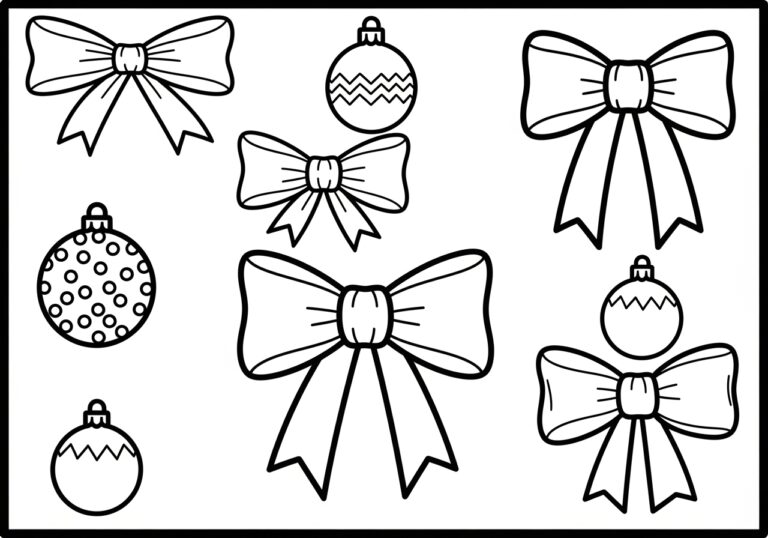Christmas Bow Coloring Page Christmas Bow Coloring Page