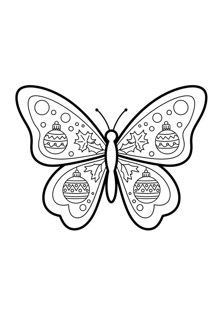 Christmas Butterfly Coloring Page