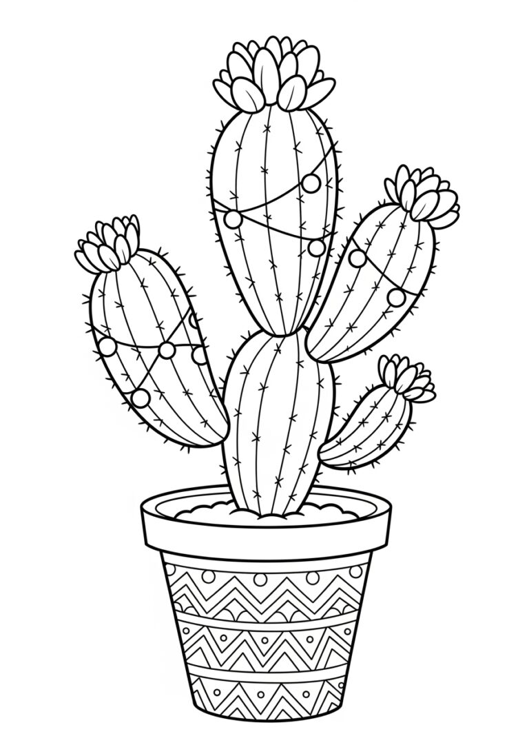 Christmas Cactus Coloring Page
