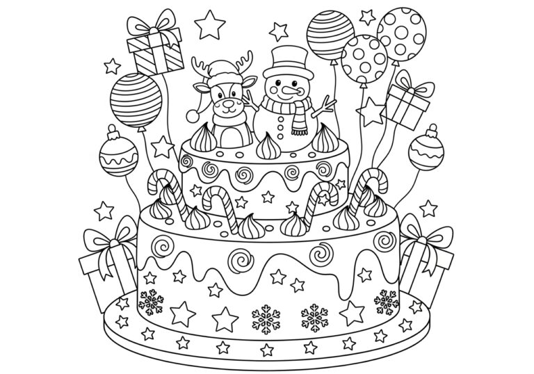 Christmas Cake Coloring Page Christmas Cake Coloring Page