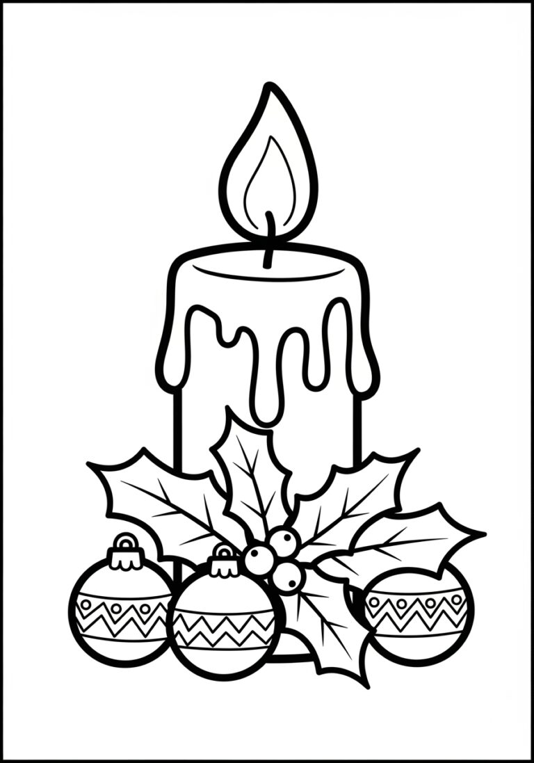 Christmas Candle Coloring Page