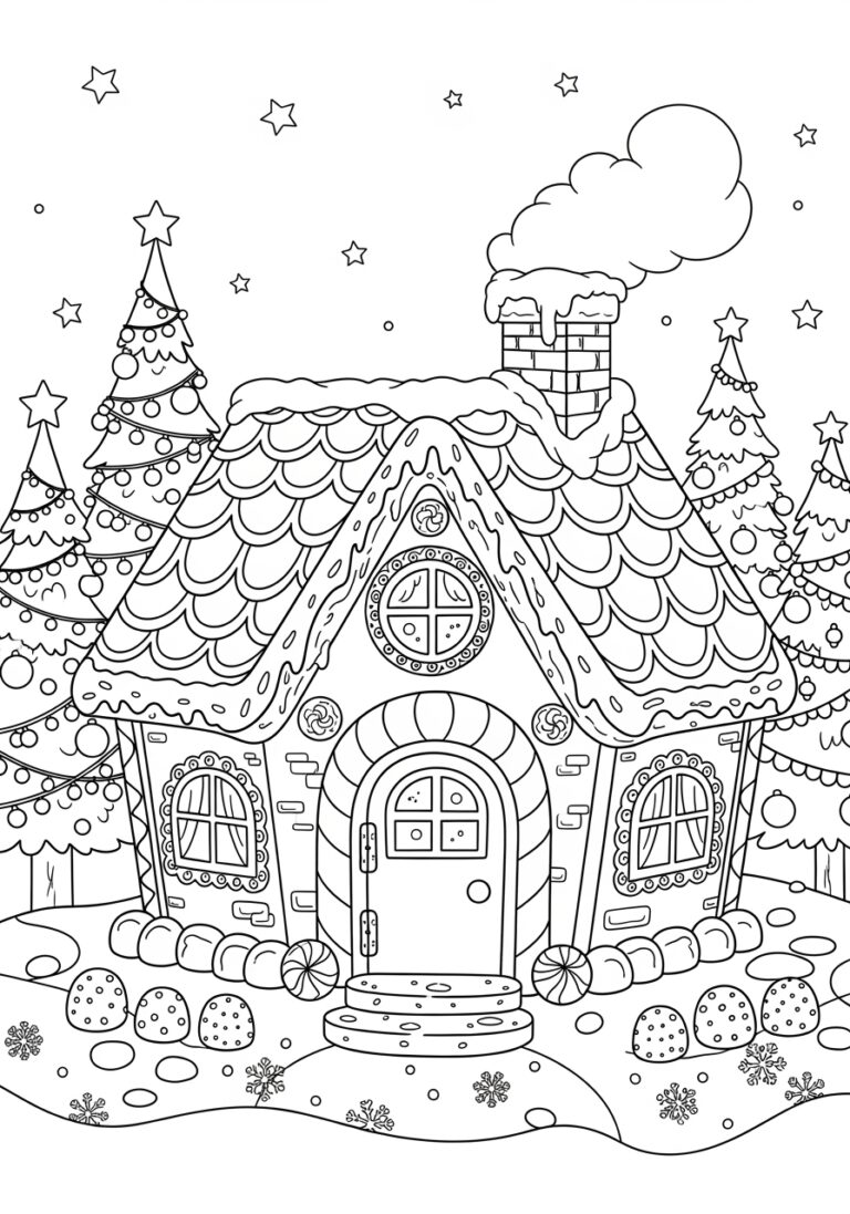 Christmas Coloring Page Gingerbread House Christmas Coloring Page Gingerbread House