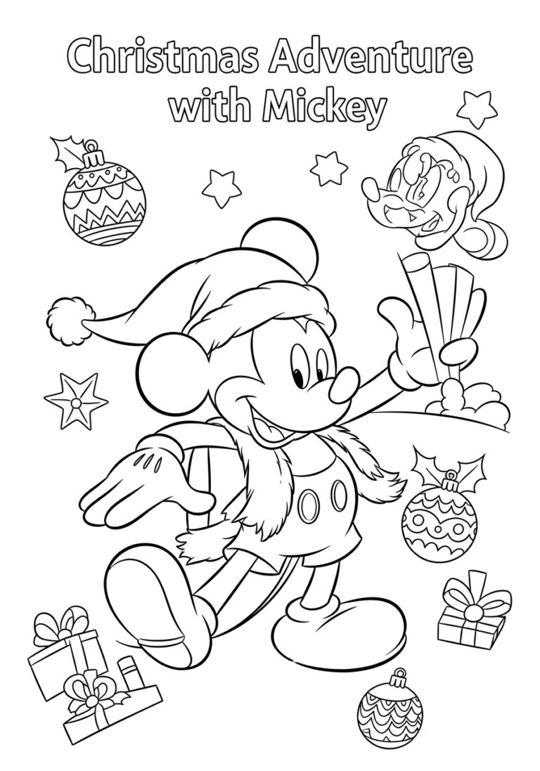 Christmas Coloring Page Mickey Mouse