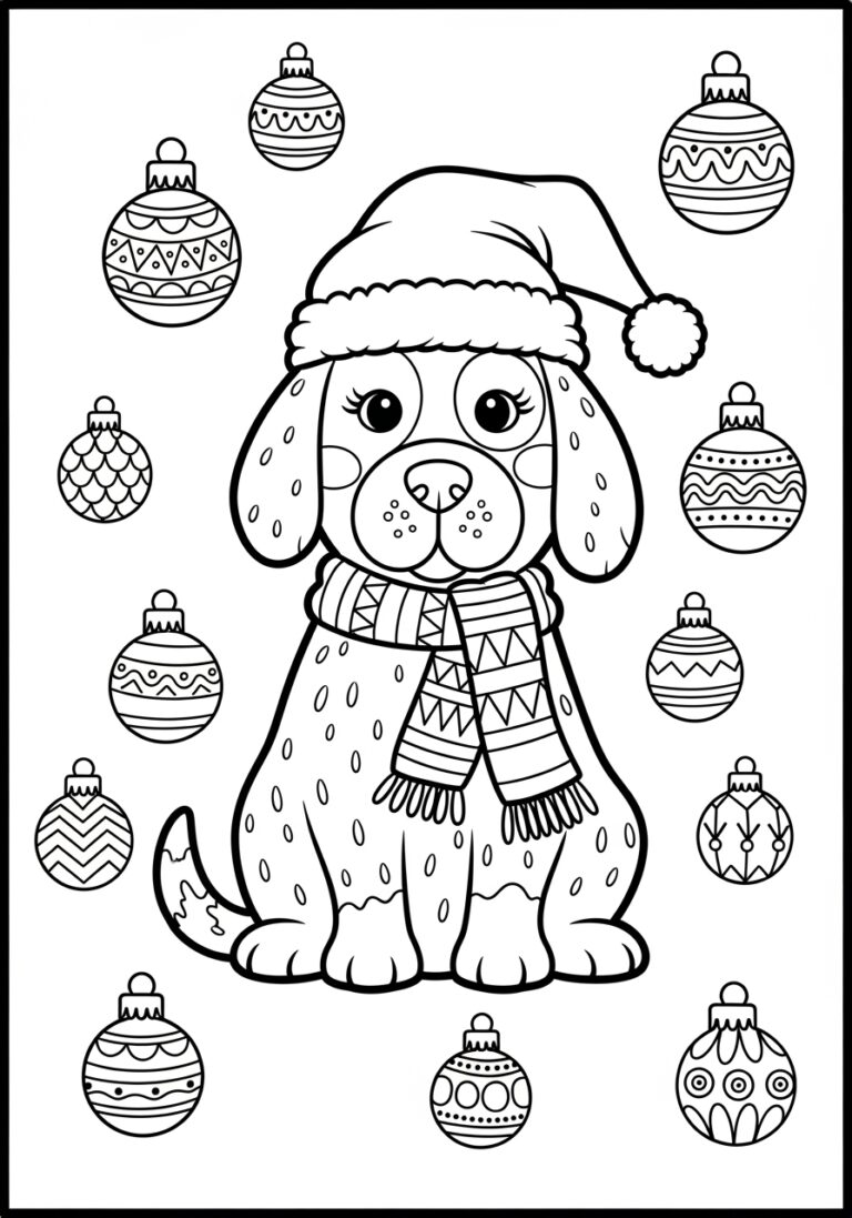Christmas Dog Coloring Page Christmas Dog Coloring Page