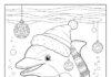 Christmas Dolphin Coloring Page