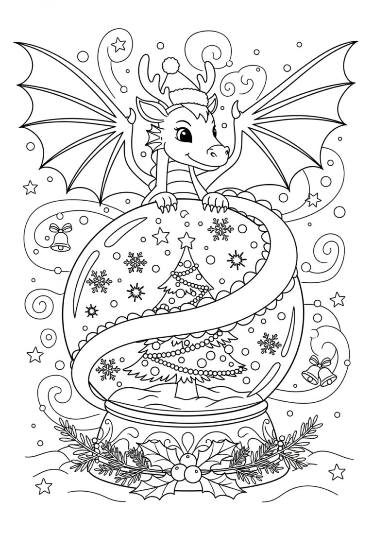 Christmas Dragon Coloring Page Christmas Dragon Coloring Page