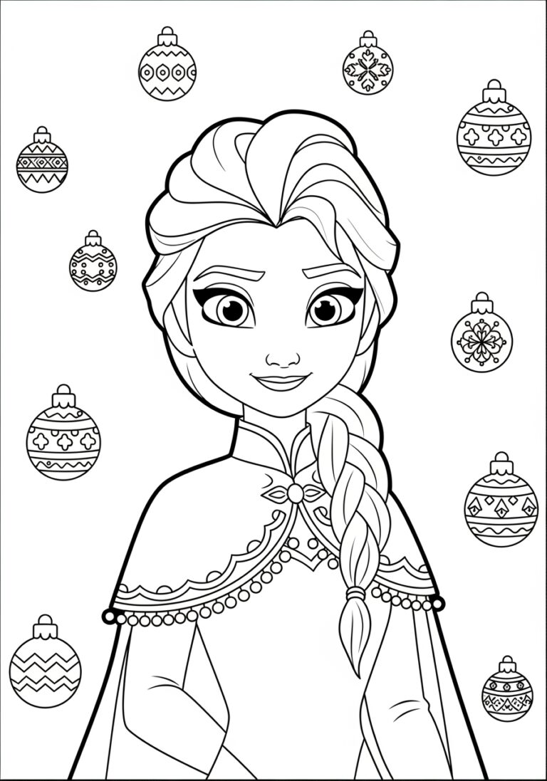 Christmas Elsa Coloring Page