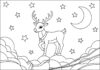 Christmas Eve Reindeer Night Sky Coloring Page