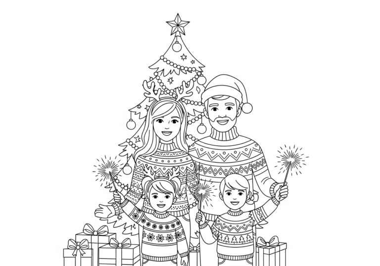 Christmas Family Coloring Page