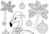 Christmas Flamingo Coloring Page