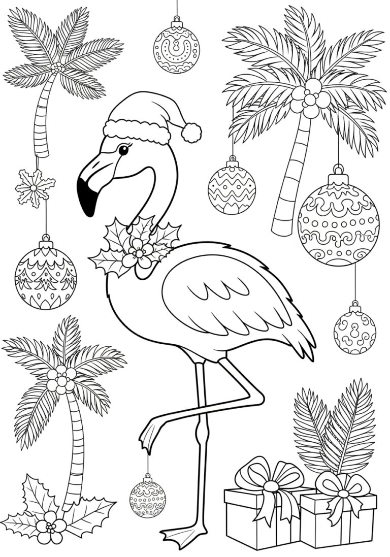 Christmas Flamingo Coloring Page Christmas Flamingo Coloring Page