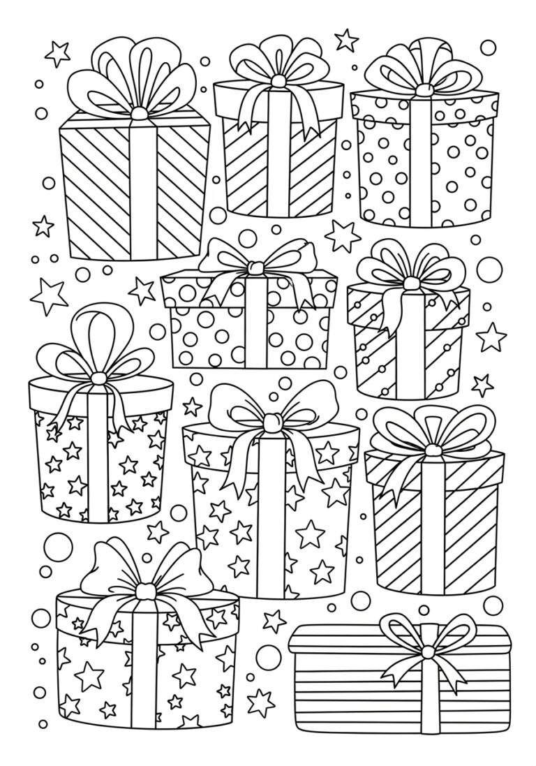 Christmas Gift Box Coloring Page Christmas Gift Box Coloring Page
