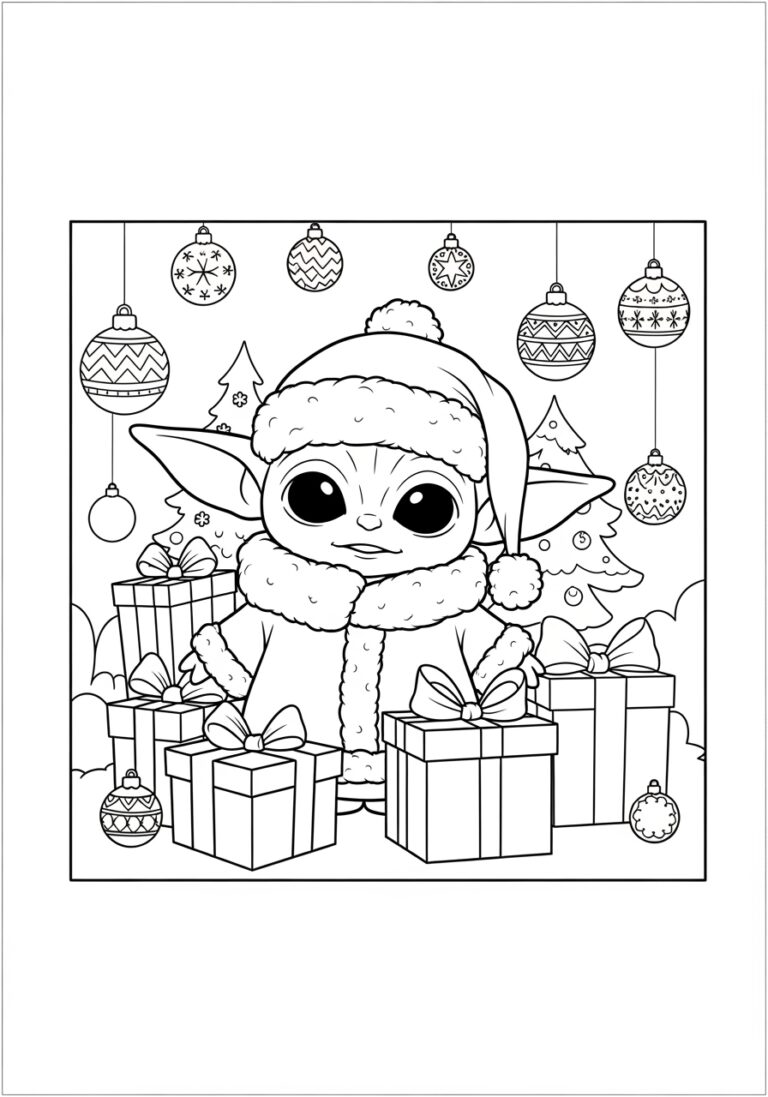 Christmas Grogu Coloring Page