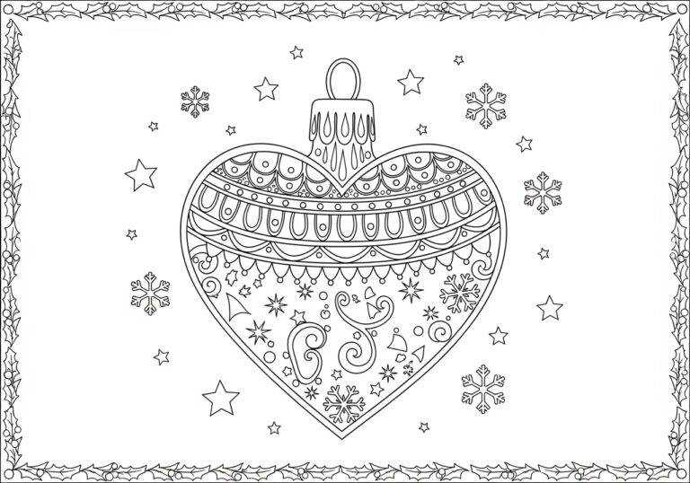 Christmas Heart Coloring Page Christmas Heart Coloring Page
