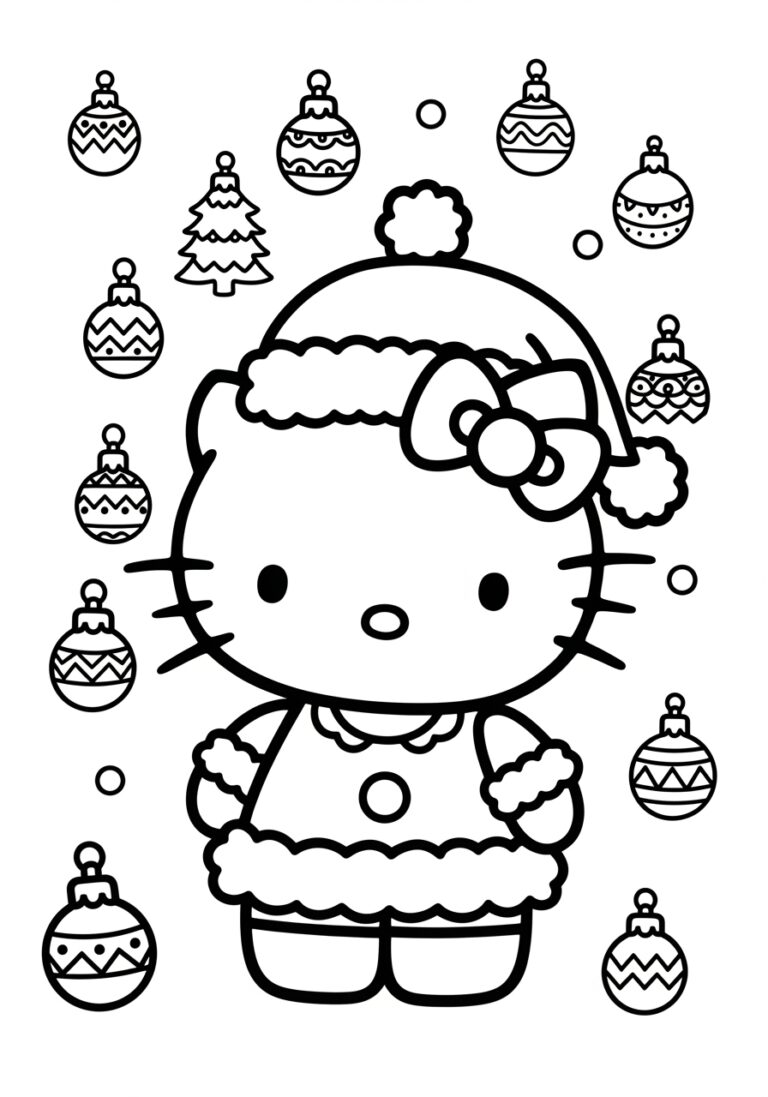 Christmas Hello Kitty Coloring Page Christmas Hello Kitty Coloring Page
