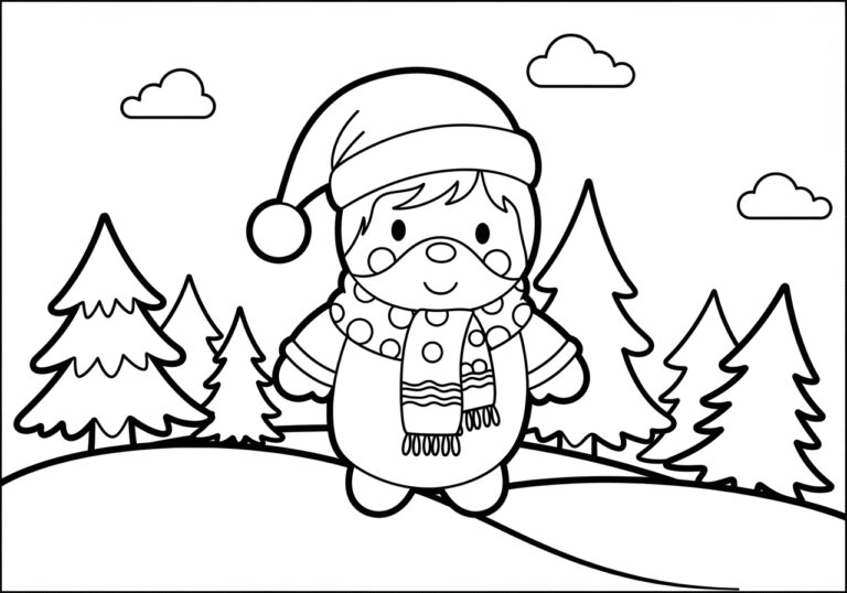 Christmas Landscape Coloring Page Christmas Landscape Coloring Page