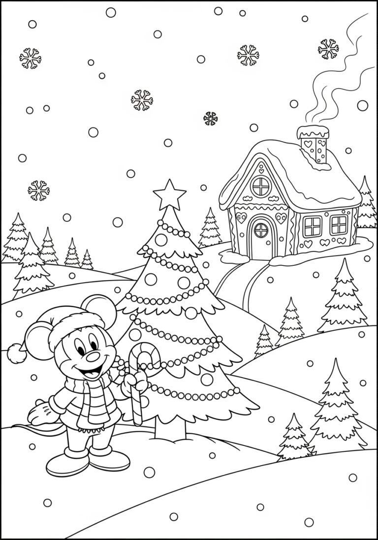 Christmas Mickey Coloring Page