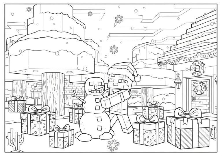 Christmas Minecraft Coloring Page