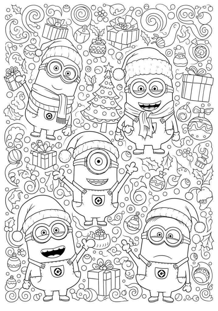 Christmas Minion Coloring Page - Festive Printable Fun