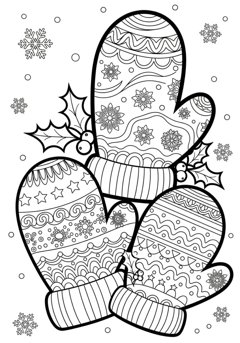 Christmas Mitten Coloring Page Christmas Mitten Coloring Page