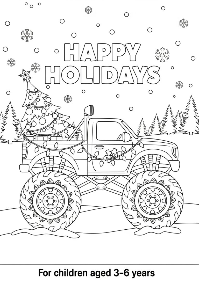 Christmas Monster Truck Coloring Page