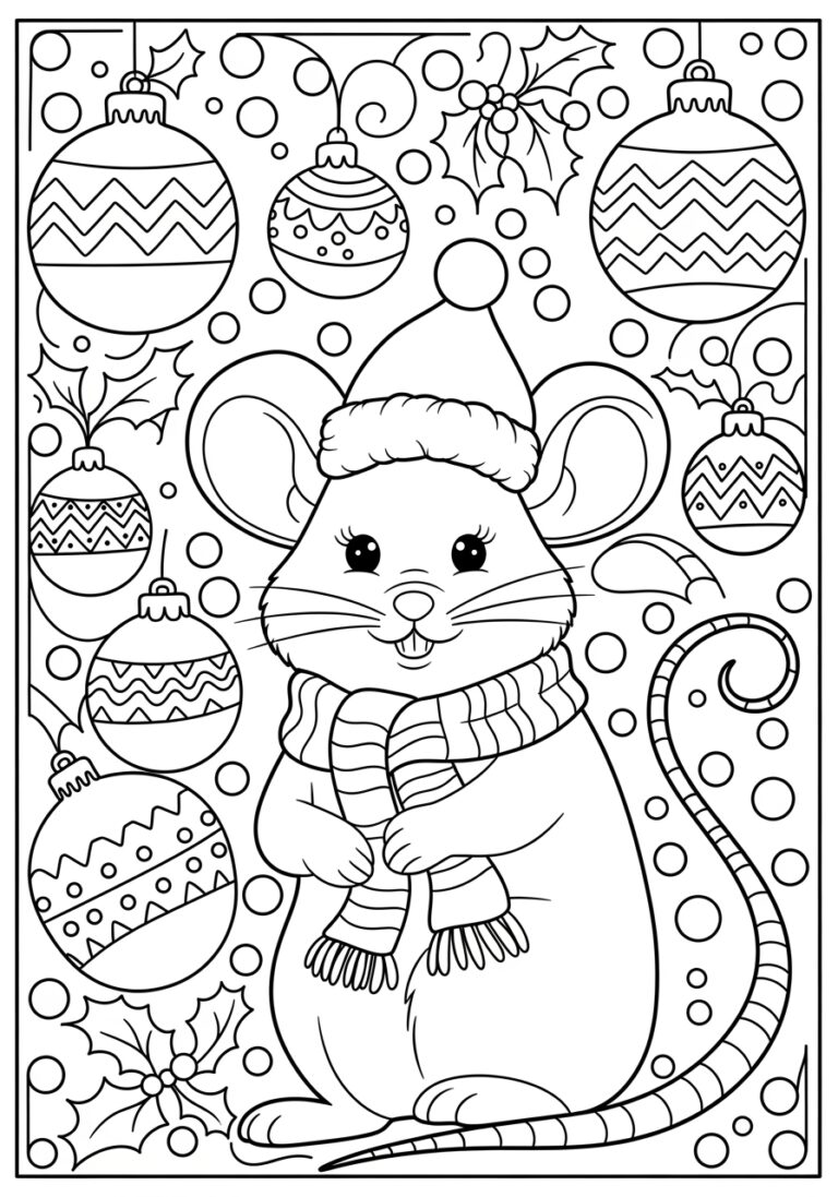 Christmas Mouse Coloring Page Christmas Mouse Coloring Page