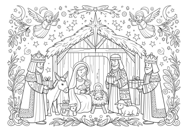 Christmas Nativity Scene Coloring Page Christmas Nativity Scene Coloring Page