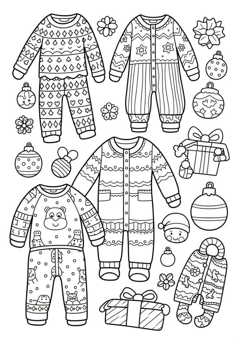 Christmas Pajama Coloring Page