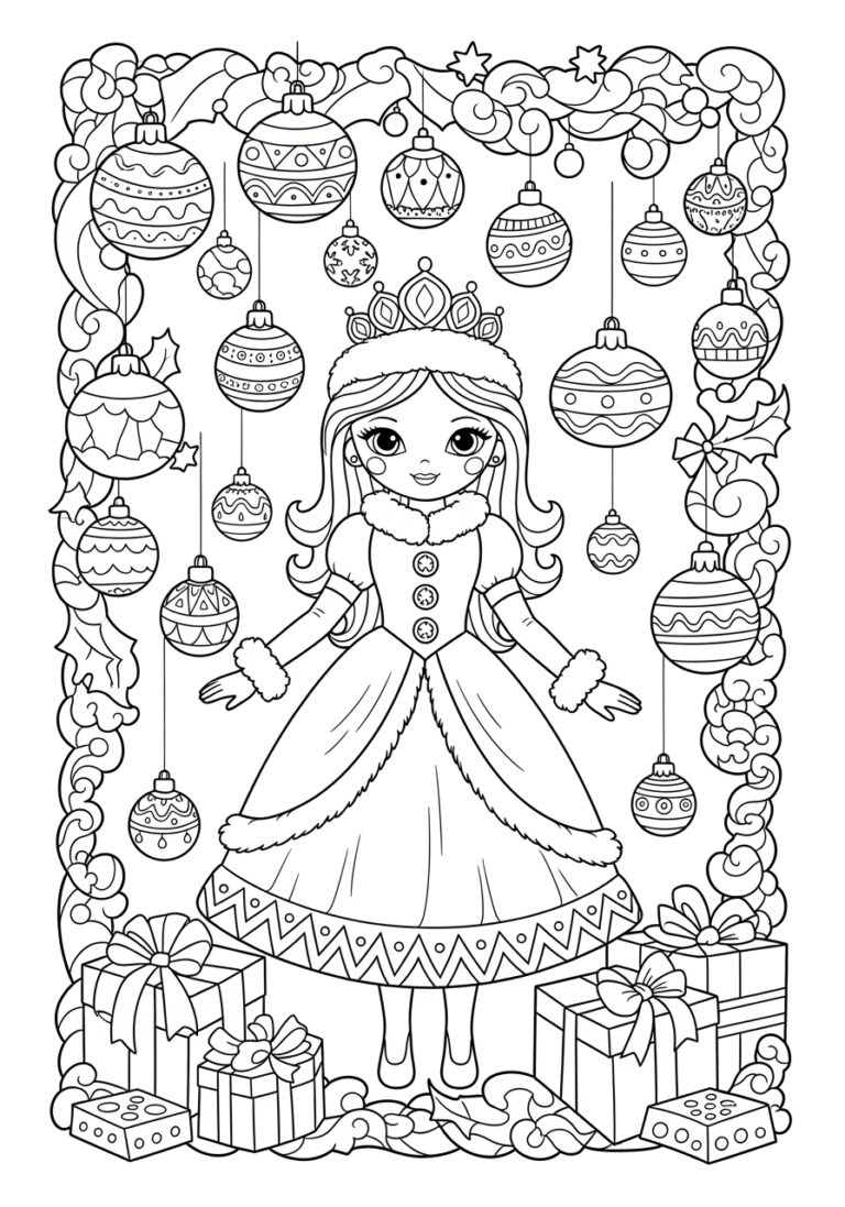 Christmas Princess Coloring Page Christmas Princess Coloring Page