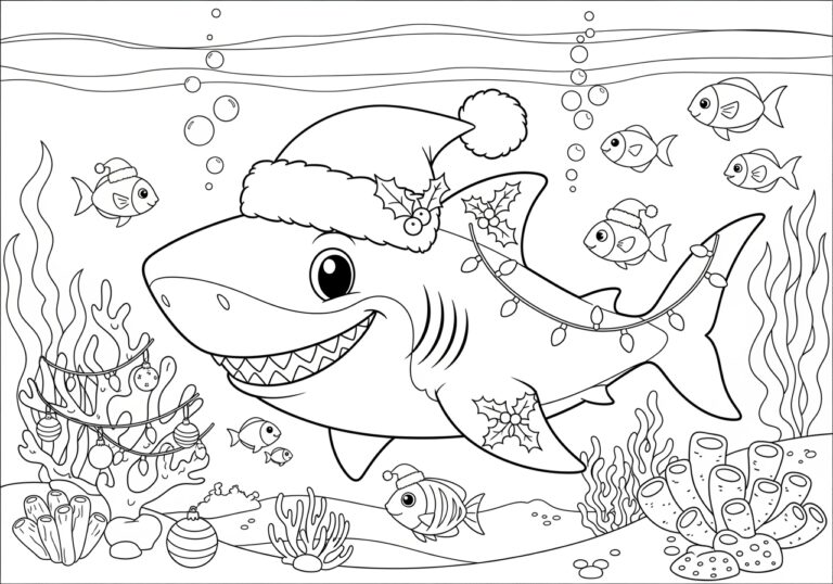 Christmas Shark Coloring Page Christmas Shark Coloring Page