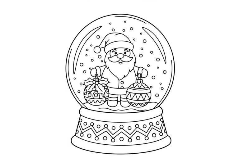 Christmas Snow Globe Coloring Page Christmas Snow Globe Coloring Page